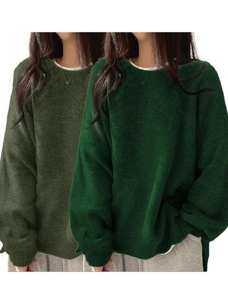 Chic Women's Drop Shoulder Split Hem Sweater - Cozy Long Sleeve Jumper for Fall & Winter Fashion