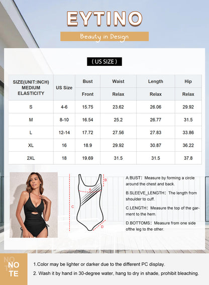 Sleek Ribbed Tummy Control One Piece Swimsuit - Sexy V Neck Criss Cross Monokini in Brown, Size S