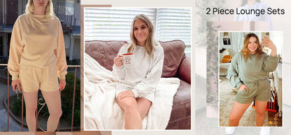 Cozy Two-Piece Pajama Set for Women - Long Sleeve Sweatshirt and Shorts Lounge Outfit for Fall